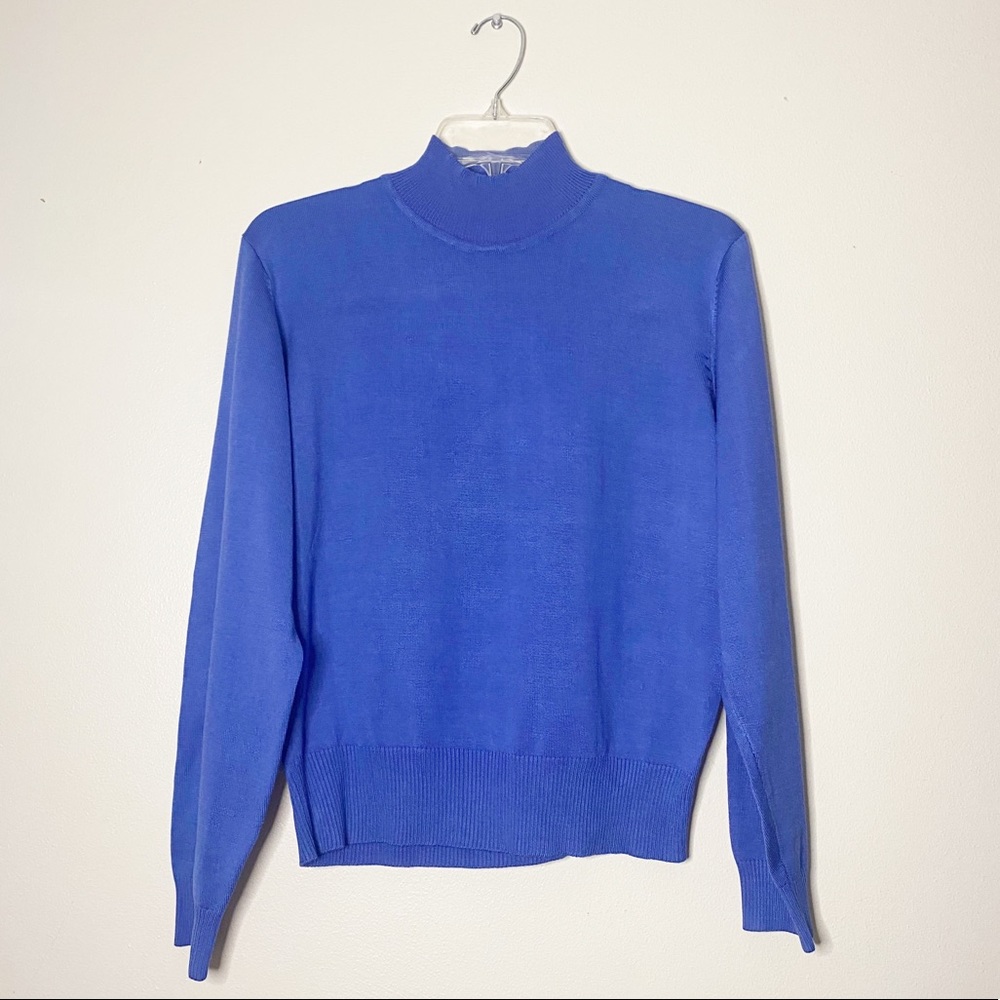 Tesori Blue Mock Neck Long-Sleeved Sweater (Large)